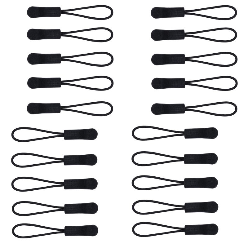 Urmspst 20 Pcs Zipper Pulls Replacement Zipper Tabs, Black - Image 1